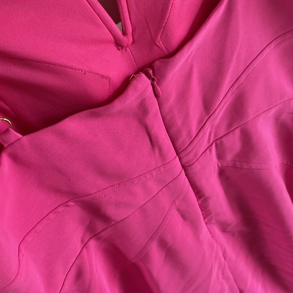 Laundry By Shelli Segal Hot Pink Split Front Sheath Formal Cocktail Gown Size 4 - Picture 11 of 16
